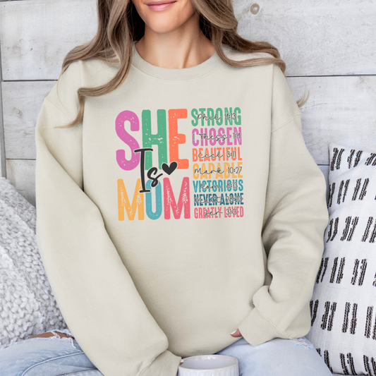 SHE IS MOM CREWNECK or TEE